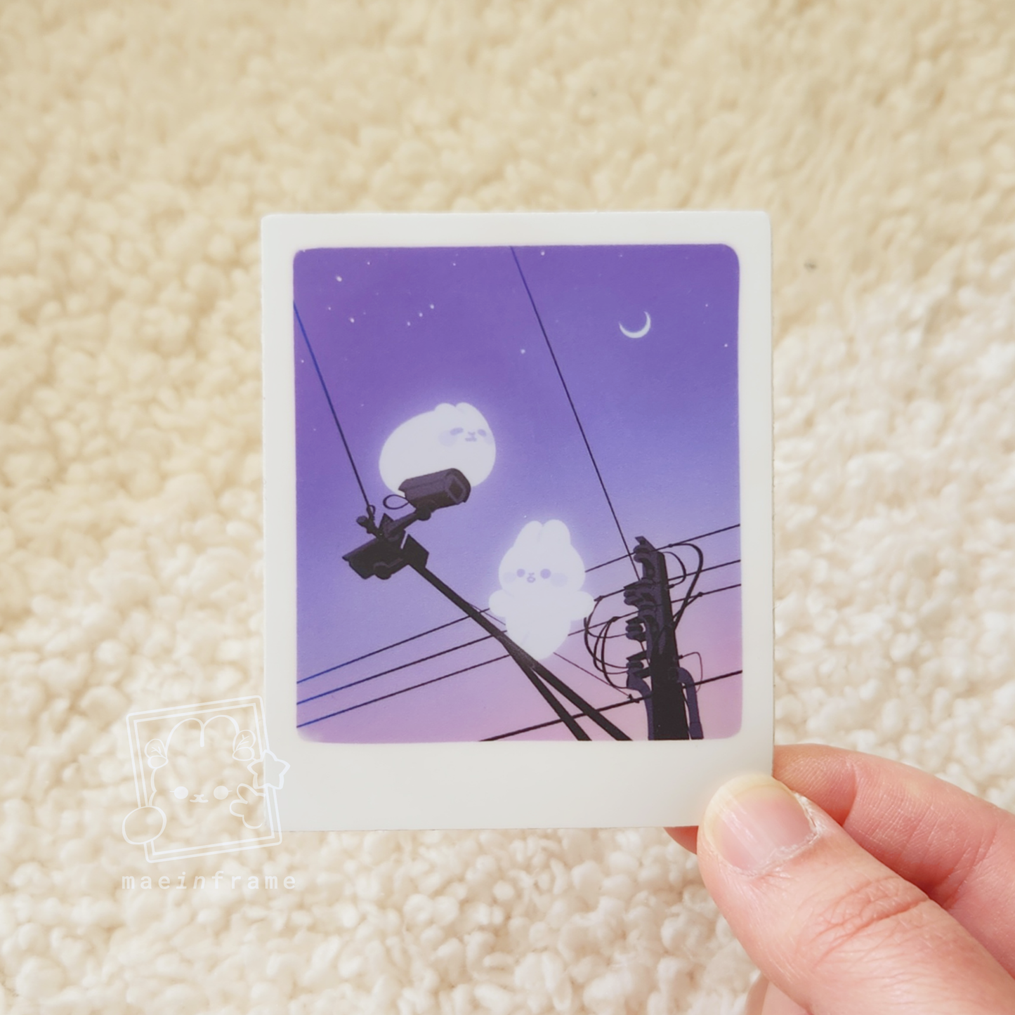 ghost bun polaroid | 3" sticker