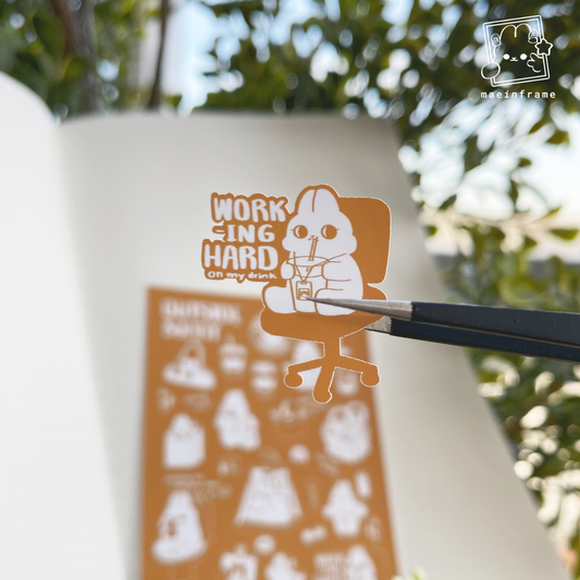 Outside bunny | Monotone series | 5x3.3in sticker sheet