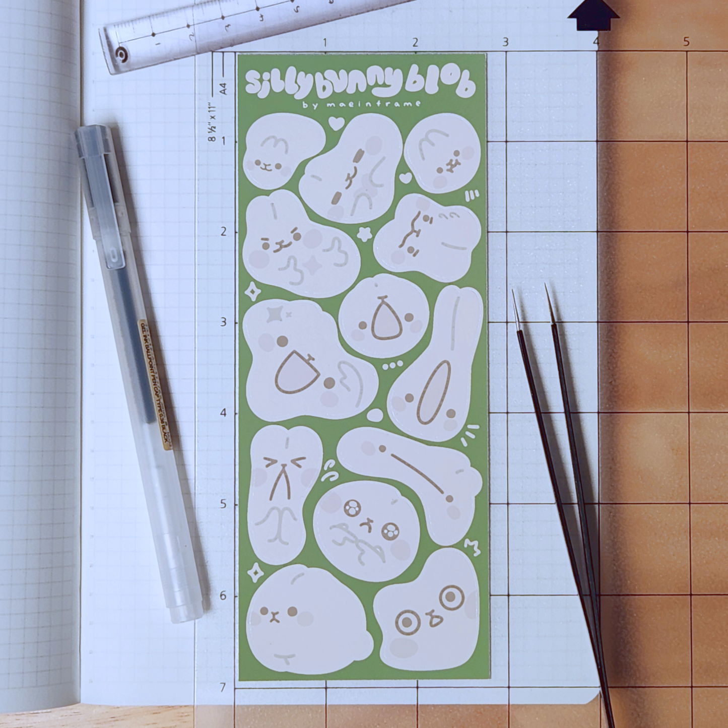 Silly bunny blobs | 2.7x6.8in sticker sheet