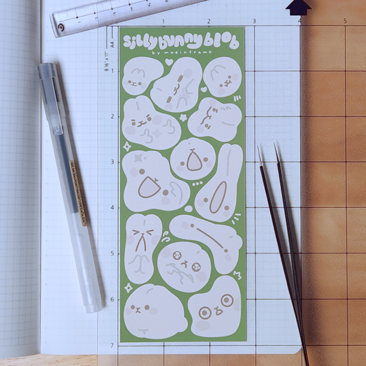 Silly bunny blobs | 2.7x6.8in sticker sheet