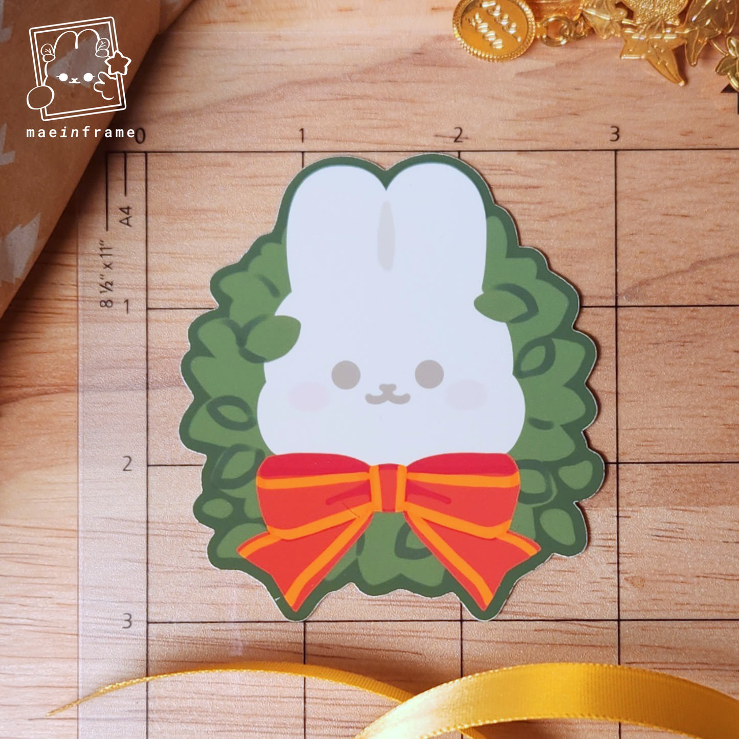 Bunny wreath | 3x2.7in sticker