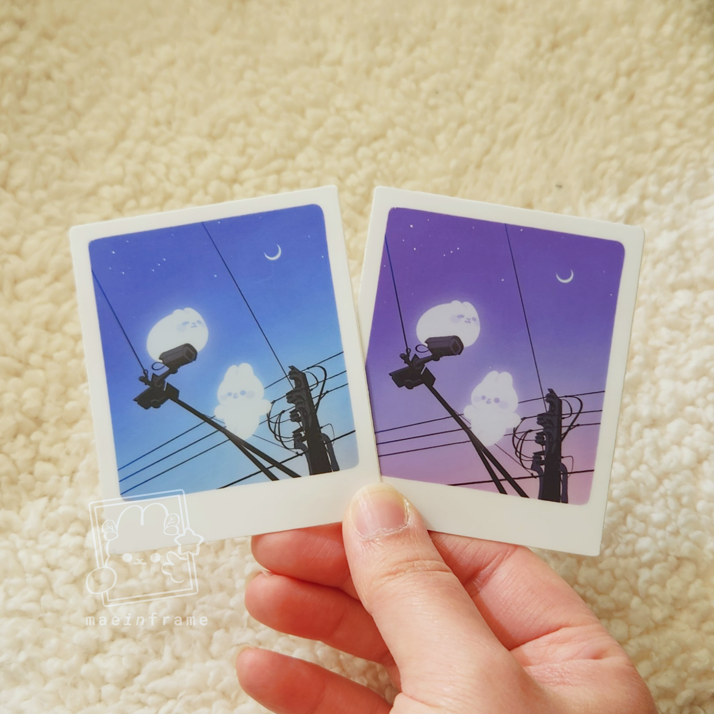 ghost bun polaroid | 3" sticker