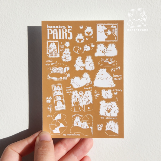 Bunnies in pairs | Monotone series | 5x3.3in sticker sheet