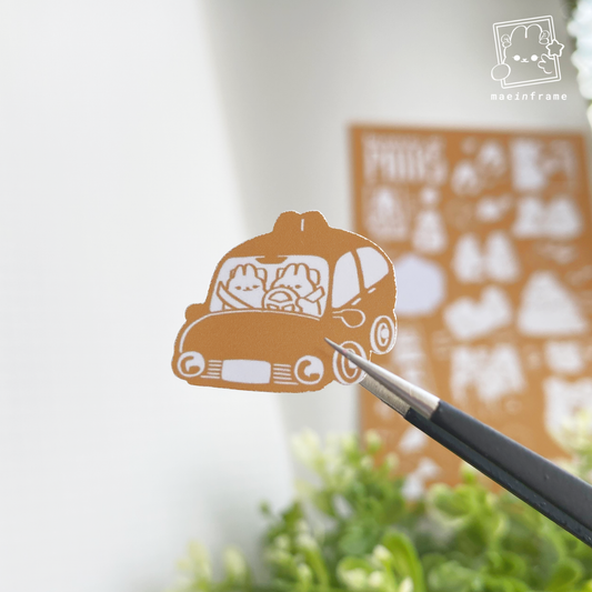 Bunnies in pairs | Monotone series | 5x3.3in sticker sheet