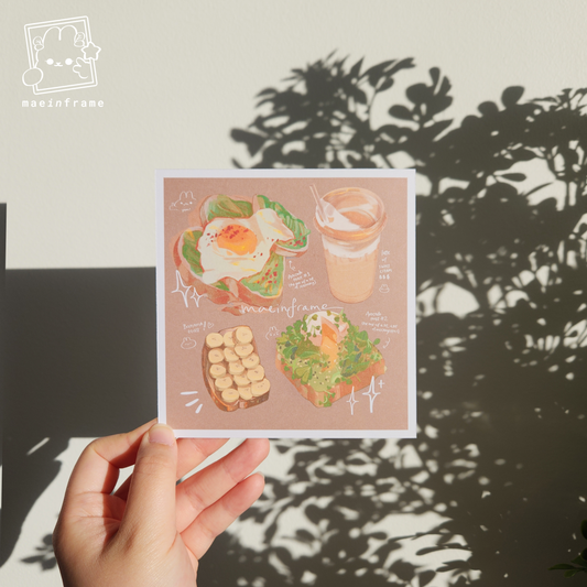 Comfy cafe foods | 5x5in print