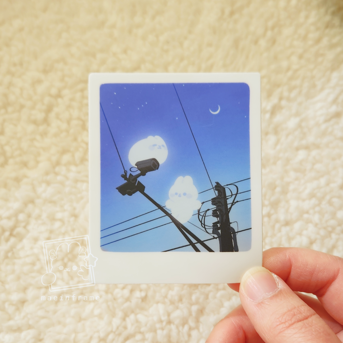ghost bun polaroid | 3" sticker