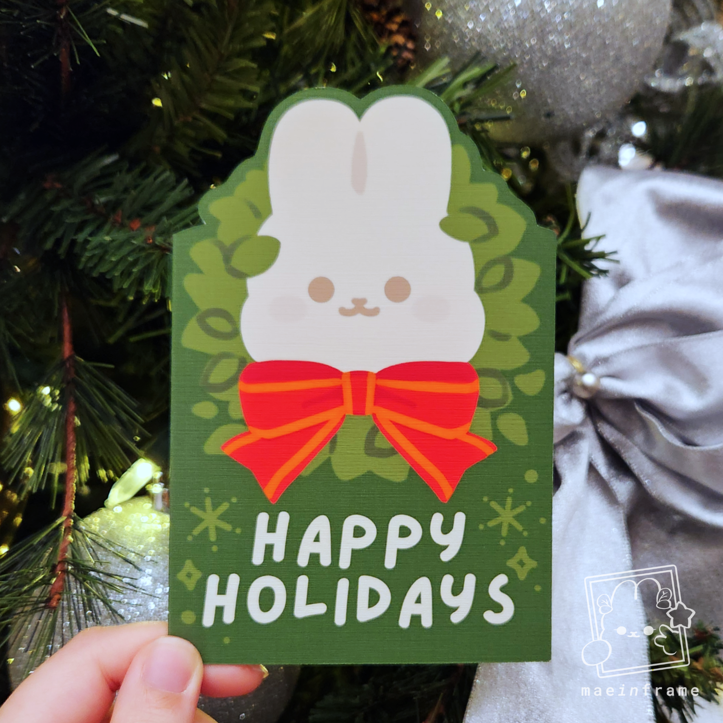 Bunny wreath greeting card