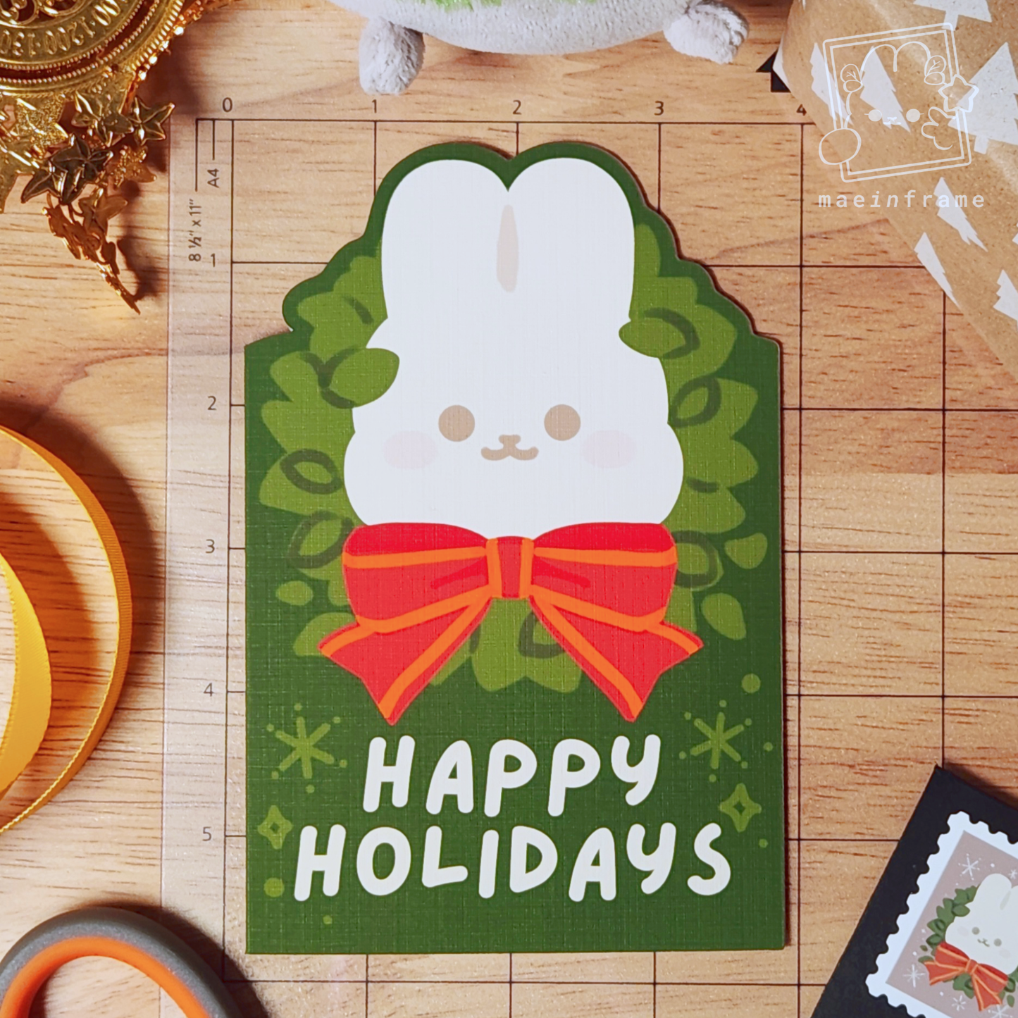 Bunny wreath greeting card