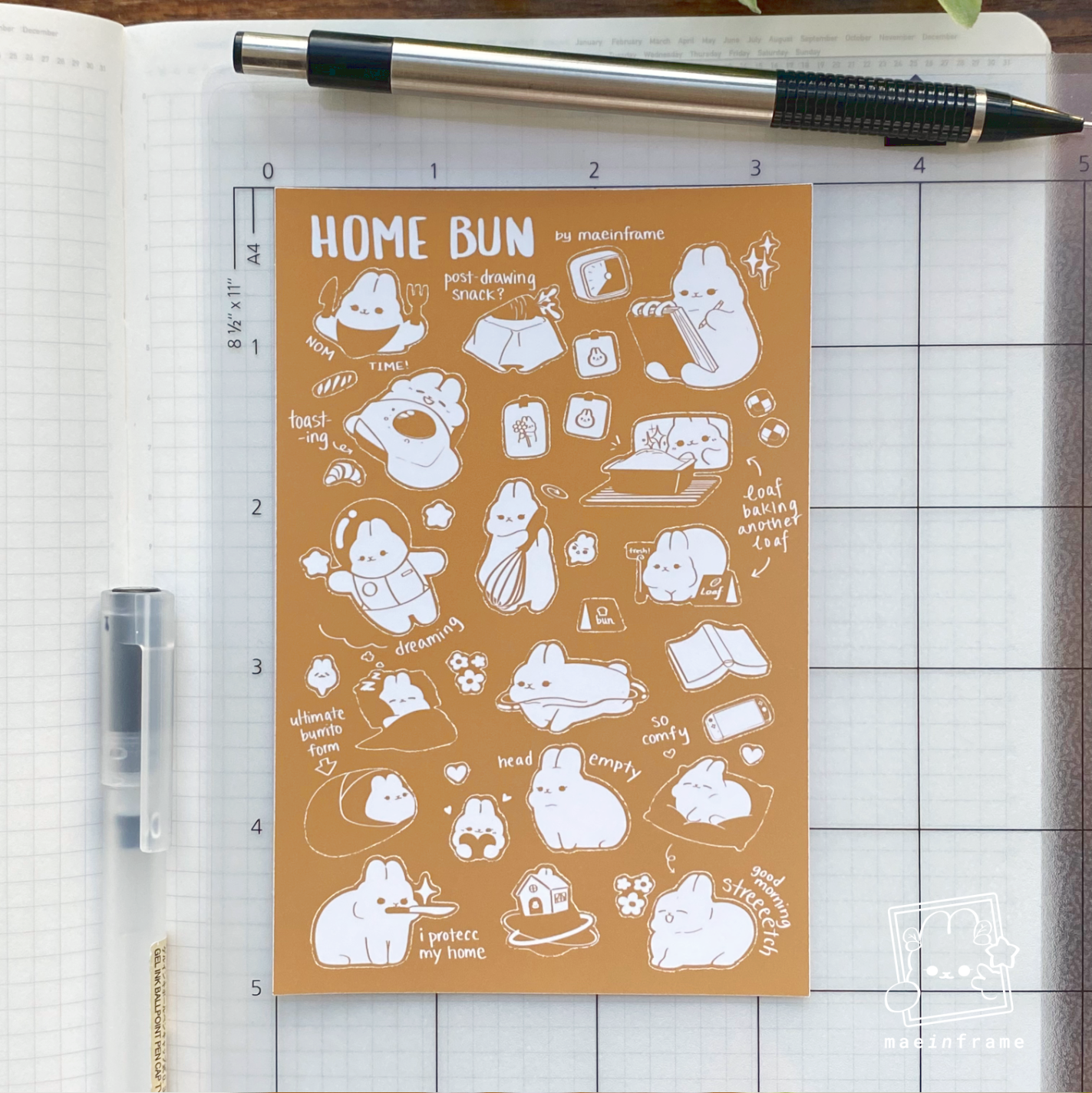 Home bun | Monotone series | 5x3.3in sticker sheet