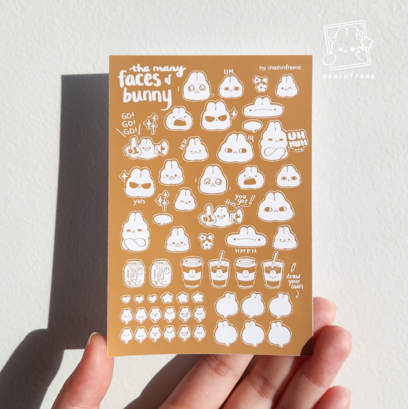 The many faces of bunny | Monotone series | 5x3.3in sticker sheet