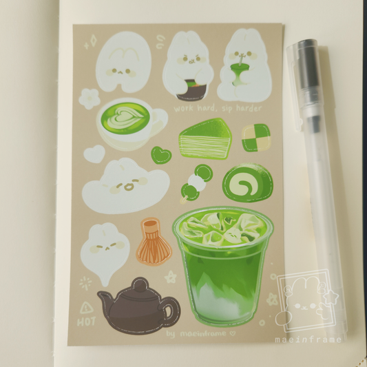 matcha bun | sticker sheet