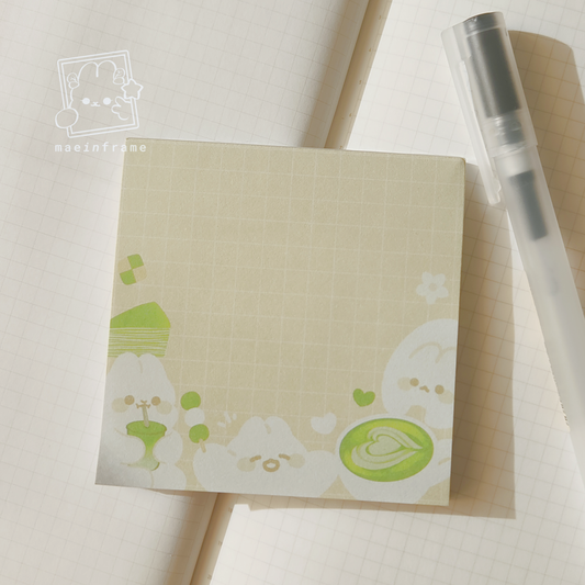 matcha buns | 3x3in memo pad