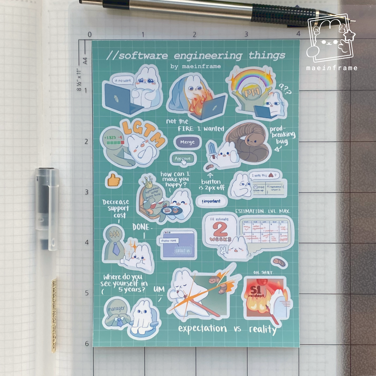 Software engineering things | 4x6in sticker sheet