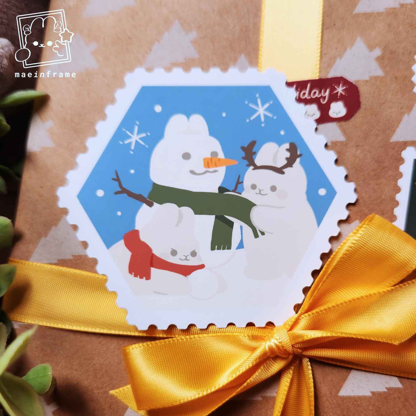 Winter bunnies | 3x2.6in sticker