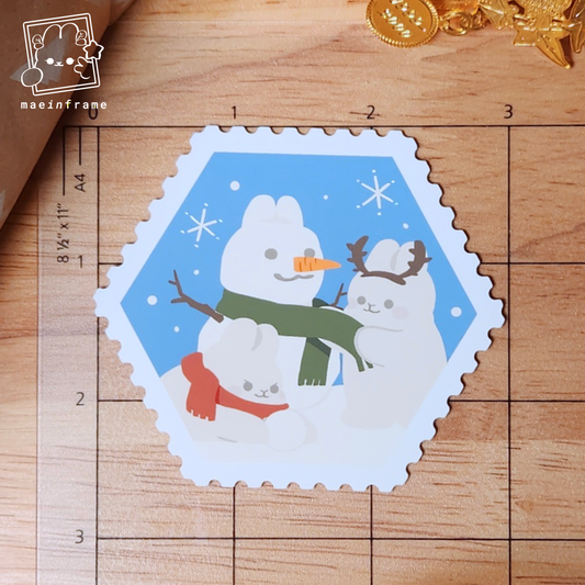 Winter bunnies | 3x2.6in sticker